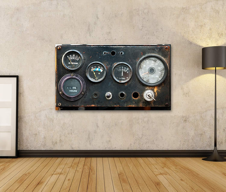 islandburner Bild auf Leinwand Old Circular Industrial Meter Wandbild Poster Kunstdruck Bilder Forma