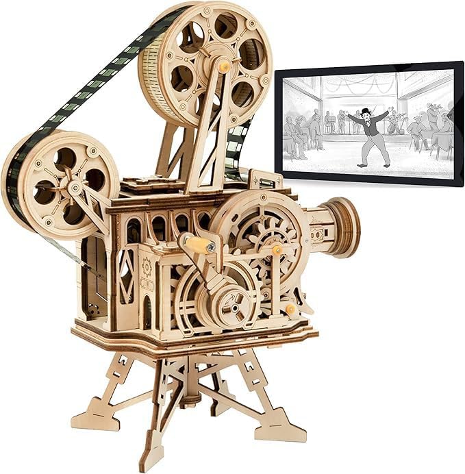 Robotime 3D Holz Puzzle Mechanisch Vitascope fur Erwachsene - Filmprojektor Modellbau Bausatz knobel