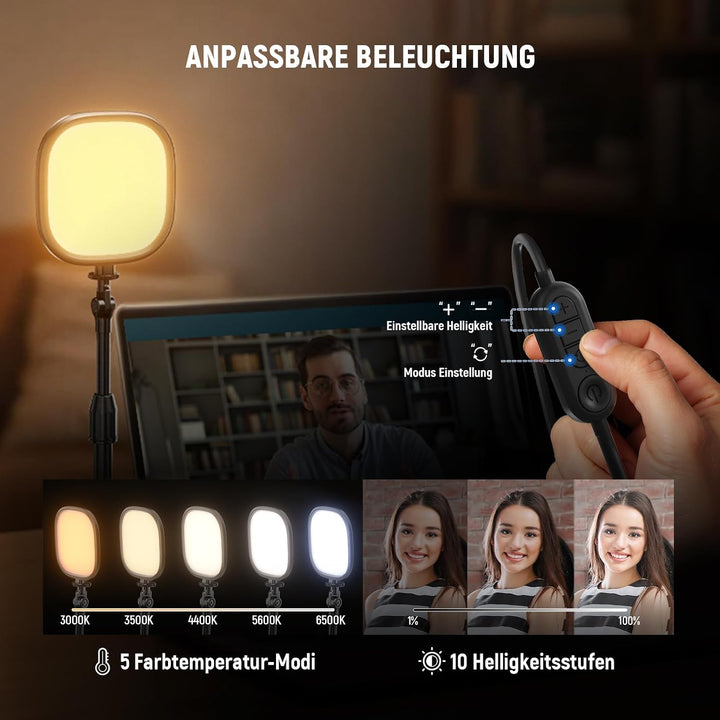 NEEWER Basics 5" Tisch Videolicht für Videoanrufe, CRI95 Vollbild LED Ringlicht mit Ständer, 10W zwe