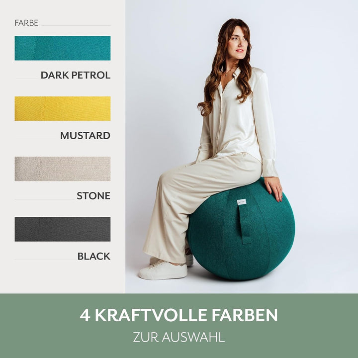 VLUV LEIV Stoff-Sitzball 60cm - 65cm Dark Petrol, 60cm - 65cm Dark Petrol