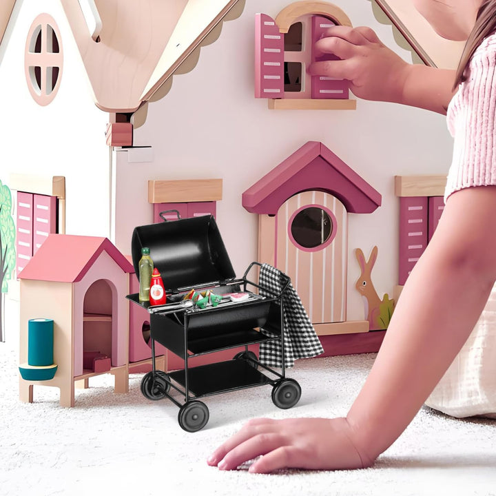 DECHOUS Miniatur Grill 1:12 FüR Puppenhaus KüChe: Mini Grill Spielzeug, Realistisches Miniaturgrills