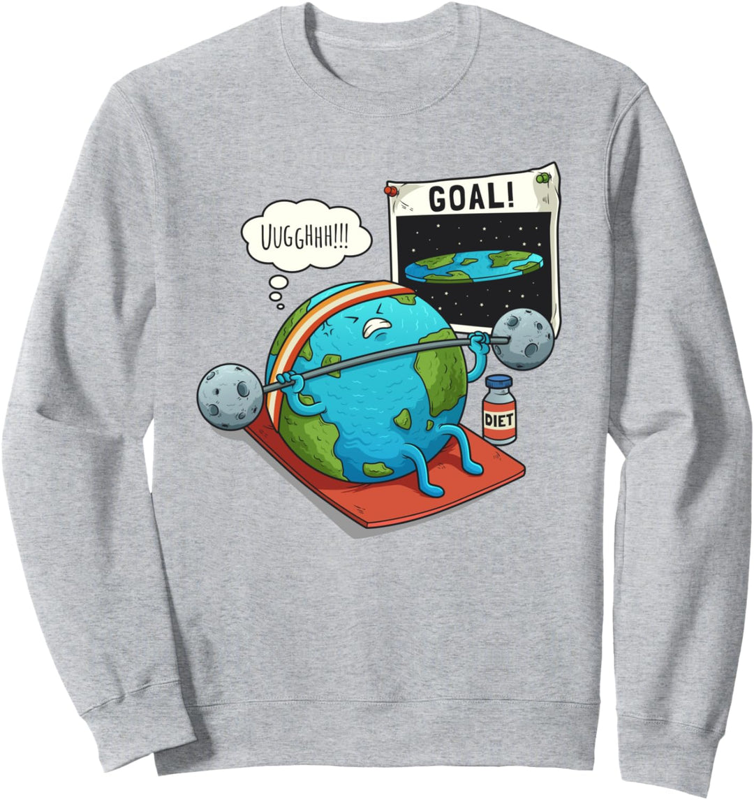 Lustige flache Erde Fitness Ziel Gym Workout Training Meme Sweatshirt
