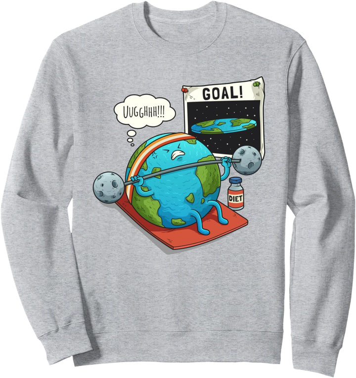 Lustige flache Erde Fitness Ziel Gym Workout Training Meme Sweatshirt