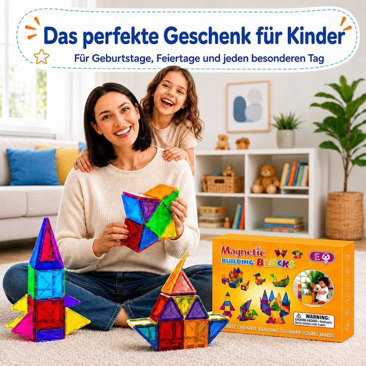 Magnetische Bausteine 50 Stück, Magnetspielzeug Kinder ab 3 4 5 Jahre, Montessori Konstruktionsspiel
