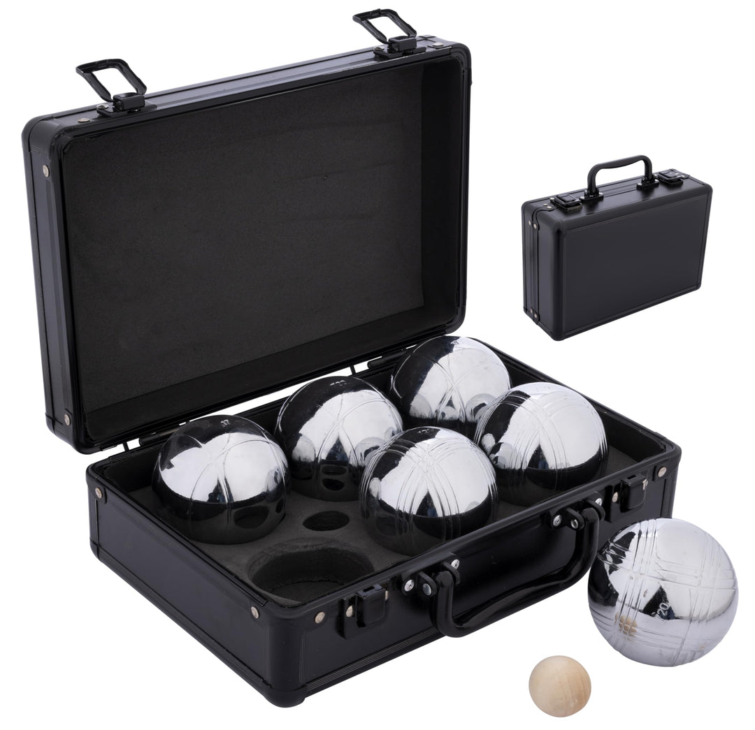 Engelhart - Set aus Metall-Pétanque-Boules mit Aluminiumkoffer - Boules von 74 mm, 720 g - Transport