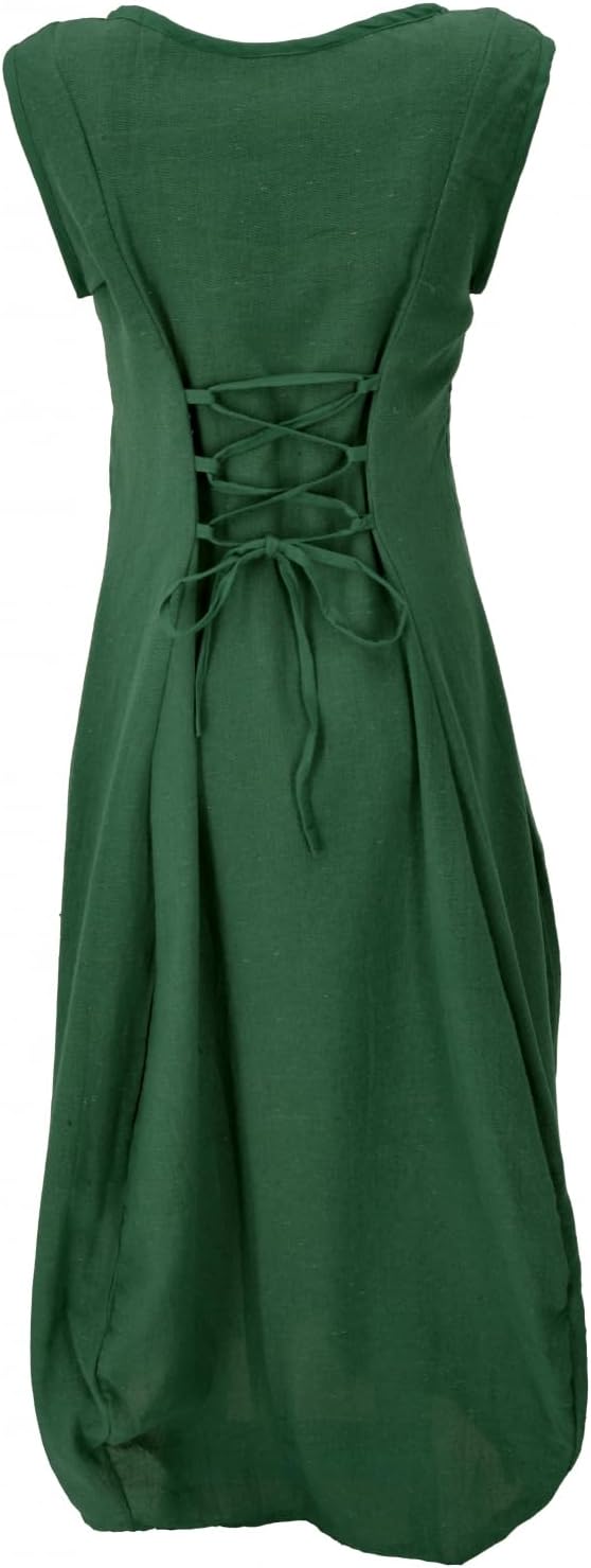 GURU SHOP Langes Wandelbares Sommerkleid, Maxikleid, Damen, Baumwolle 38 Grün, 38 Grün