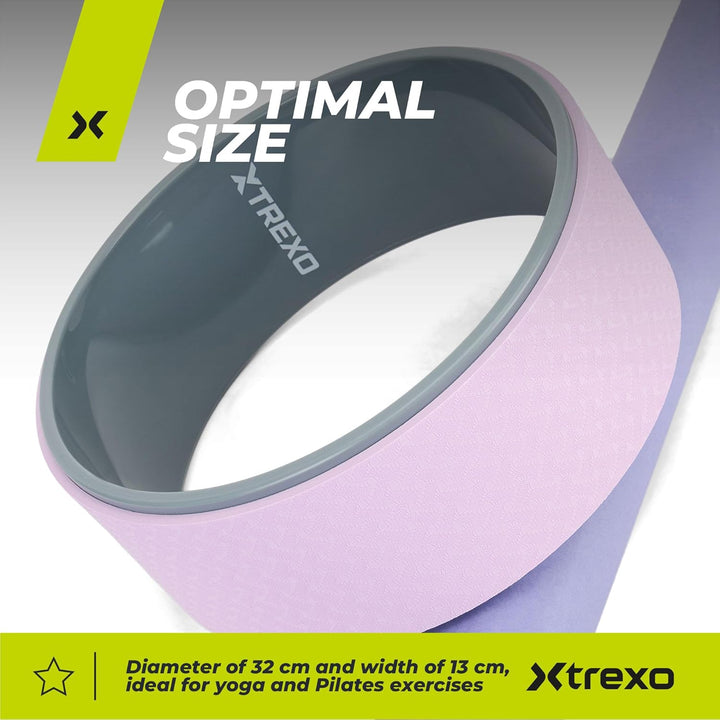 XTREXO Yoga Rad umweltfreundlich in Lila mit einem Durchmesser von 32 cm und einer Breite von 13 cm