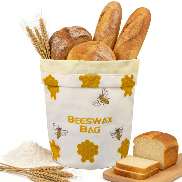 OHIYO Wiederverwendbare Bienenwachs Brotbeutel 43cm×33cm, Natürliche Bienenwachs-beschichtete Baumwo