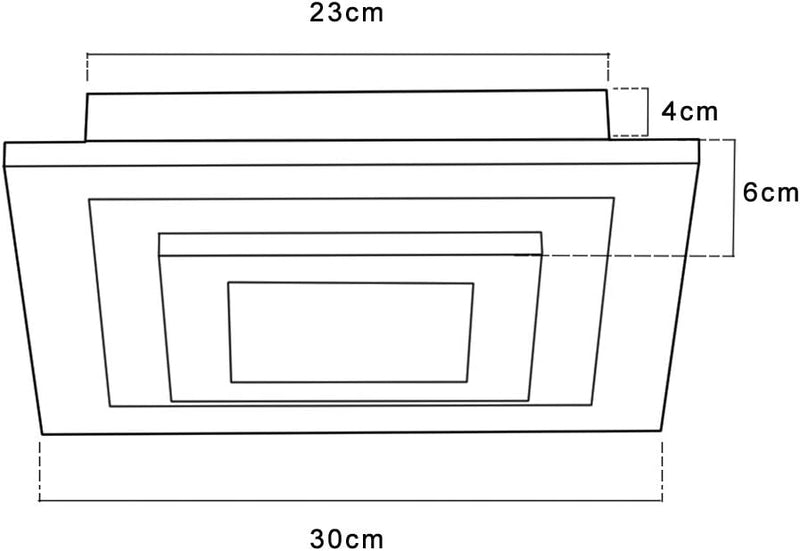 ZMH LED Deckenleuchte Wohnzimmer Dimmbar stufenlos mit Fernbedienung 23W 30cm quadratisch Deckenlamp