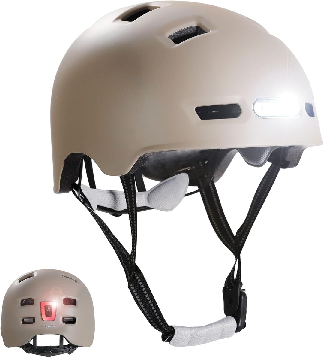 Crazy Safety Vertigo Matt Schwarz Fahrradhelm mit Vorder- und Rücklicht USB | Skater-Helm für Roller