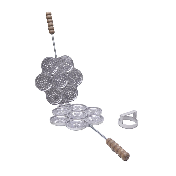 FONDERIA BONGIOVANNI Tigellierpfanne mit 7 Plätzen aus Aluminium mit Nudelschneider für Tigella oder