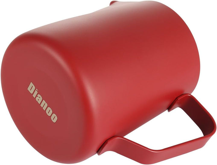 Milchaufschäumkrug – Dampfkrug aus Edelstahl für Espresso, Latte Art Cup, Kaffee – 600 ml, Dunkelrot