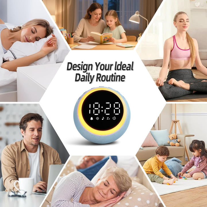 Smart Digital Wecker mit 25 Entspannungstönen, Nachtlicht, Schlummertaste, Timer & Einstellbarer Lau