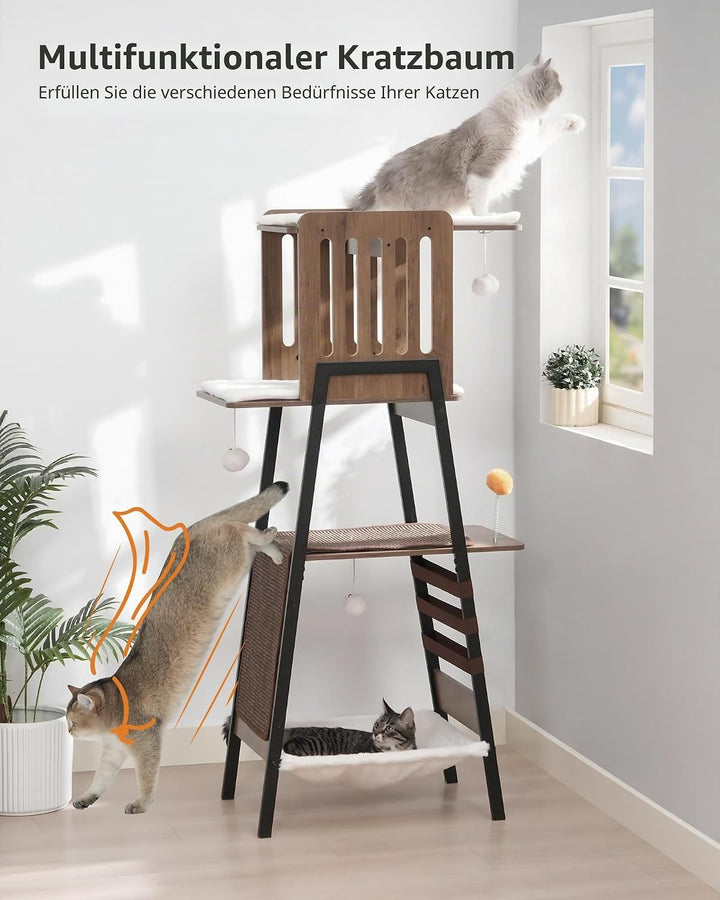 FourFurPets 147 cm Kratzbaum, Kratzbaum Grosse Katzen stabil, moderner katzenbaum für drinnen, hoher
