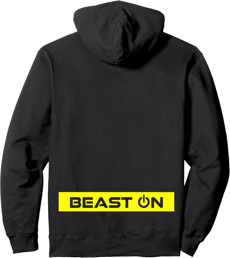 Beast ON Rücken Motiv gelbe Farbe Fitness Gym Motivation Pullover Hoodie