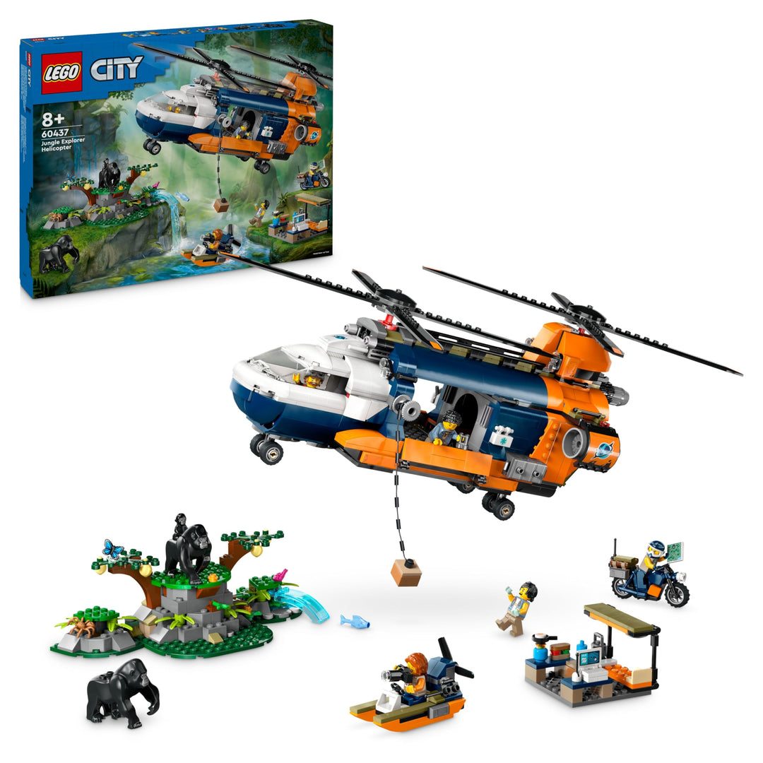 LEGO City Dschungelforscher-Hubschrauber, Abenteuer-Spielset für Kinder ab 8 Jahren, Weihnachts- ode