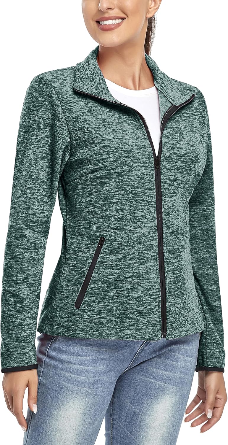 Soneven Fleecejacke Damen, Damen Fleece Jacke mit Durchgehendem Reissverschluss Langärmlig Leicht Fu