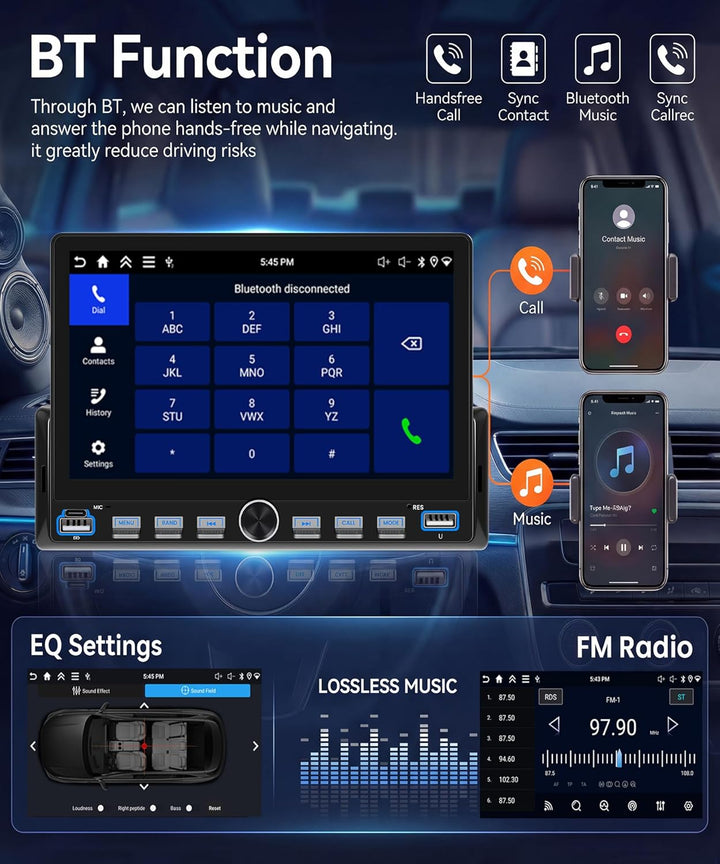 Rimoody 4G+64G Android 15 Autoradio 1 Din mit Wireless Carplay Android Auto GPS Navi WiFi, 7 Zoll Kl