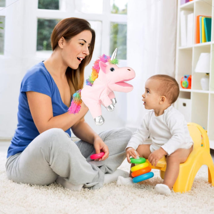 Einhorn Kuscheltier Handpuppe Interaktive Spielzeuggeschenke für Erwachsene Handpuppe Plüschtier (30