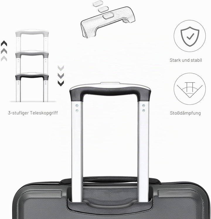 KONO Koffer Trolley Hartschale Handgepäck Zwillingsrollen Leichtgewicht ABS Kabinentrolley Reisekoff