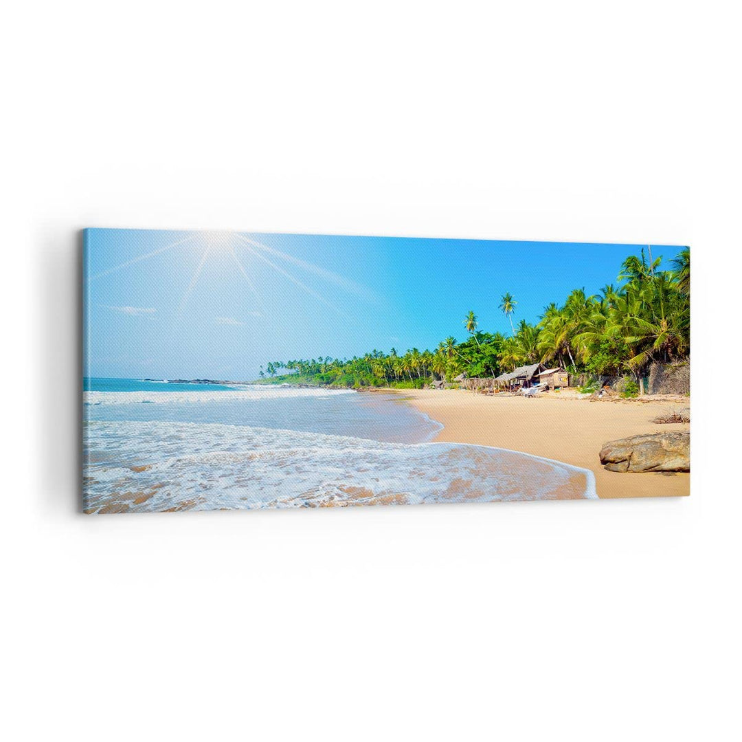 Bilder auf Leinwand 100x40cm Leinwandbild Insel Landschaft Maledivie Freiheit Gross Wanddeko Bild Sc