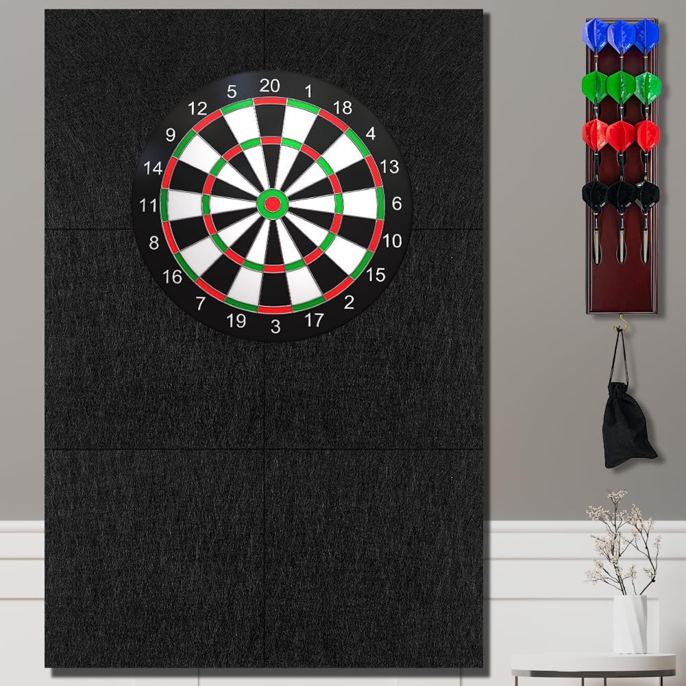 Flintronic Filz Dartboard-Wandschutz, HBT: 900x600x12mm, Dartscheiben Umrandung, Selbstklebend, Gesp