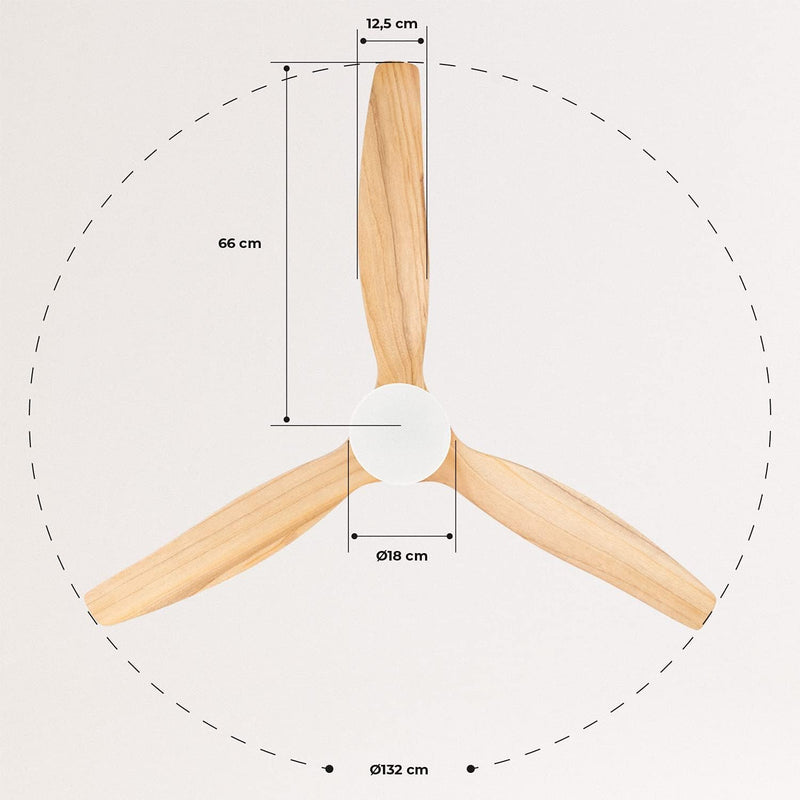 CREATE / WINDCALM/Deckenventilator mit Beleuchtung und Fernbedienung, schwarzer Sockel mit Naturholz