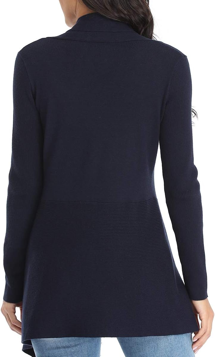 Dilgul Cardigan Damen Strickjacke Langarm Strickmantel Lang Pullover Open Front Unregelmässiger Saum