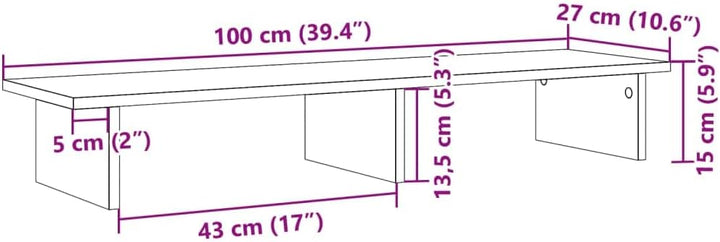 vidaXL Monitorständer Altholz-Optik 100x27x15 cm Holzwerkstoff Altholz 100 x 27 x 15 cm, Altholz 100
