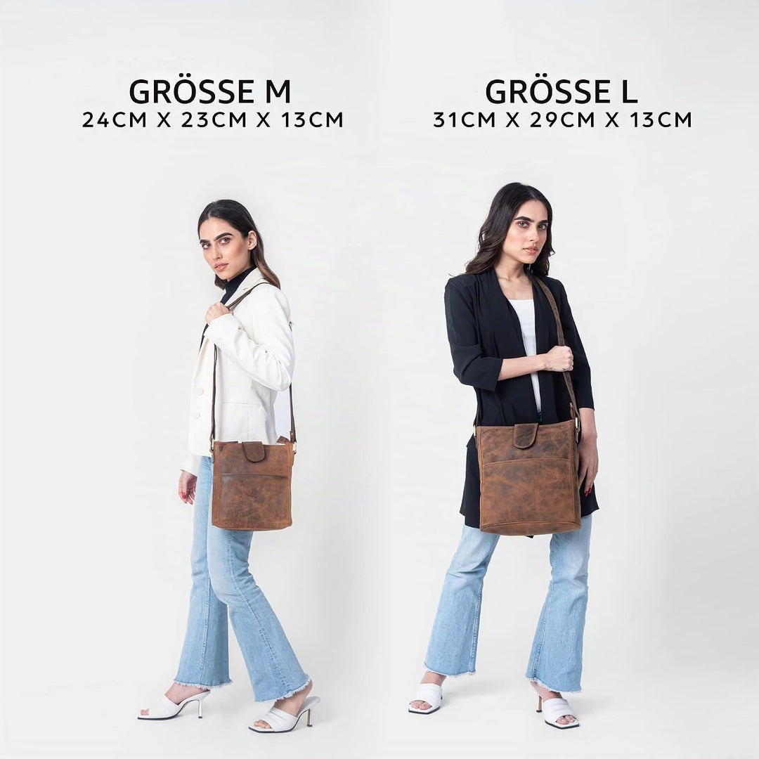 LEABAGS Leder Handtasche Damen I Premium Echtleder Umhängetasche I Damen Schultertasche I Damentasch