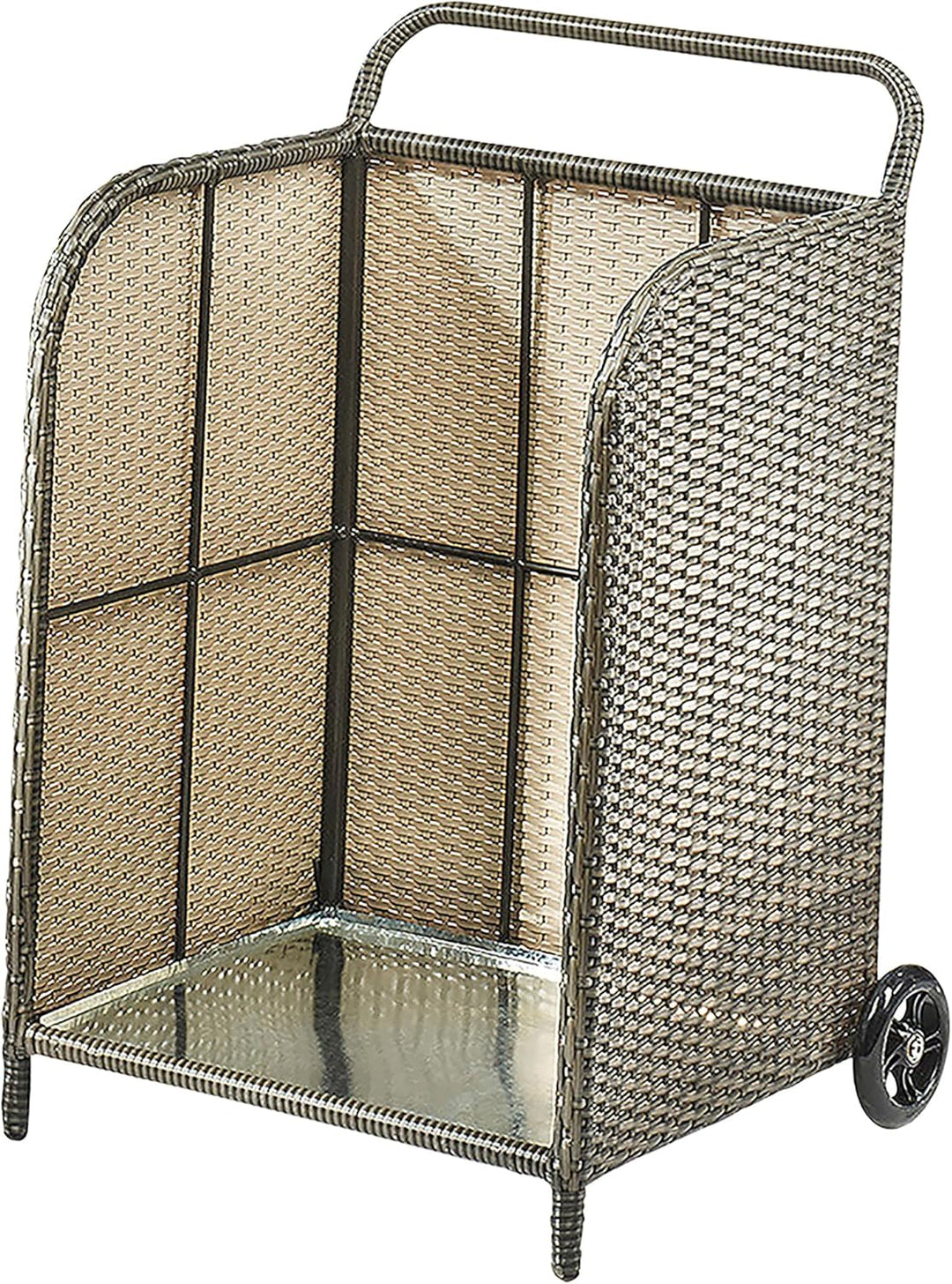Kobolo Kaminholzwagen Transportwagen aus Polyrattan grau auf Metallrahmen 79 cm