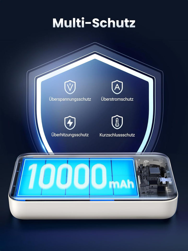 UGREEN Nexode Wireless Powerbank 10000mAh Magnetische Power Bank mit USB-C Schnellladefunktion, Kabe