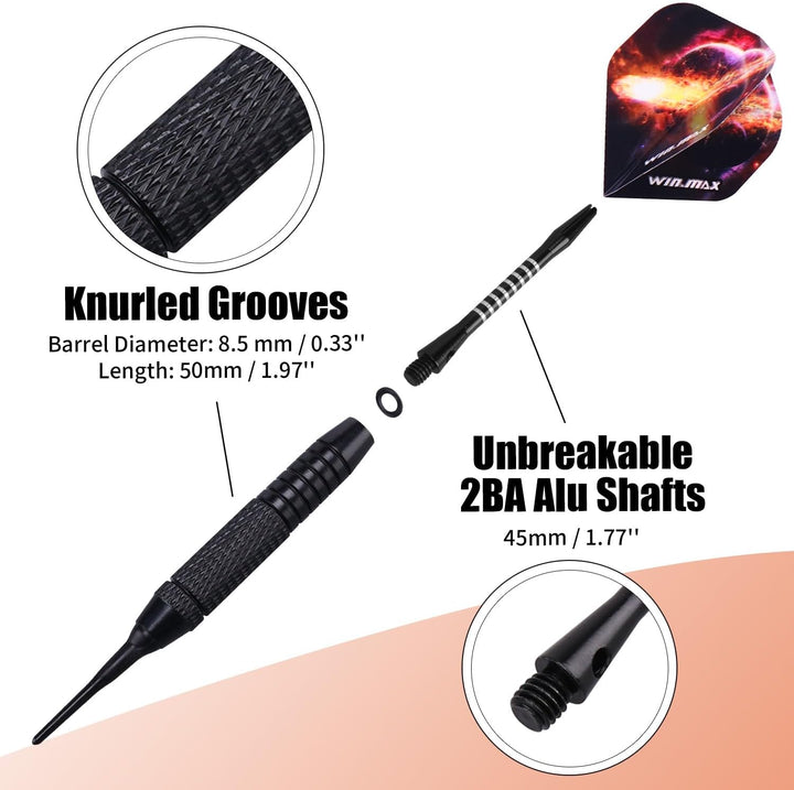 WIN.MAX Dartpfeile mit kunststoffspitze für elektronische dartscheibe 12 Stück Soft Darts Pfeile Set