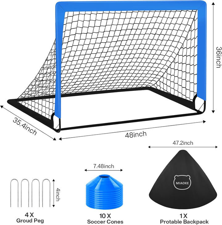 1 oder 2 Fussballtor Kinder mit Tragetasche 10 Fussballkegel, 1.2 x 0.9 m 1PCS Blau, 1PCS Blau