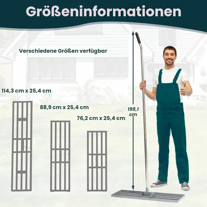 Rasen-Nivellierharke, 76,2 x 25,4 cm, professionelles Werkzeug mit Edelstahlgriff, Rechen für Rasen,