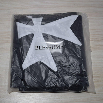 BLESSUME Mittelalter Ritter Kostüm Hospitaller Karneval LARP Cospaly, Schwarz Cloak mit Weisses Kreu