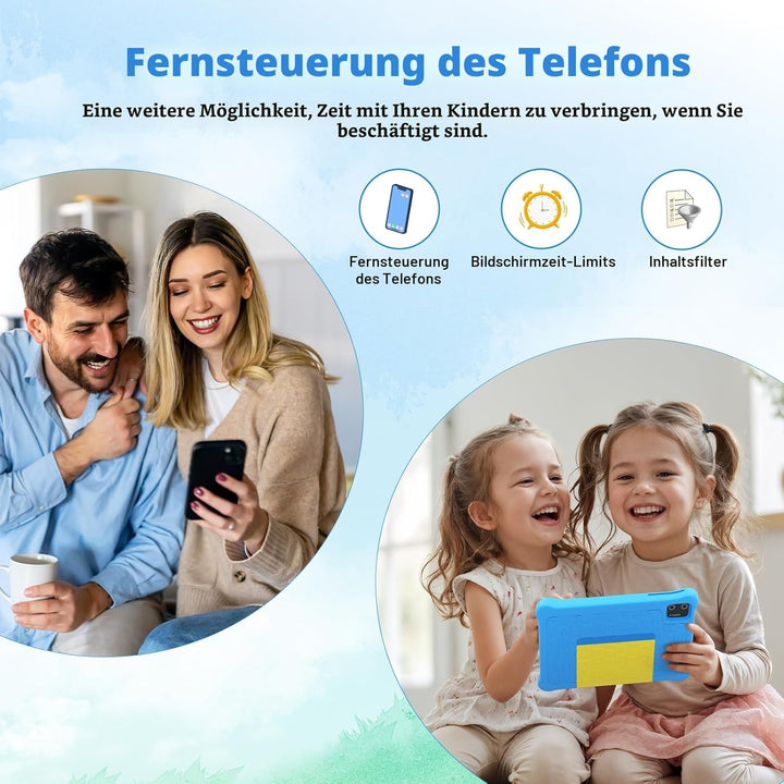Laptok Kinder Tablet 7 Zoll, Android Tablet für Kinder, 5GB RAM+32GB ROM+128GB Erweiterbar, Wi-Fi, B