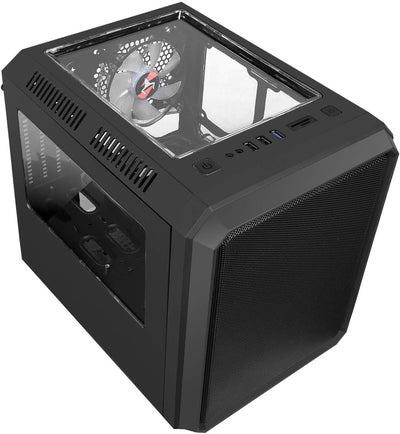 iTek Case QBO 8 EVO Micro ATX, USB3, 200+120mm ARGB Fan, Card Reader, 3X Trasp Window Schwarz