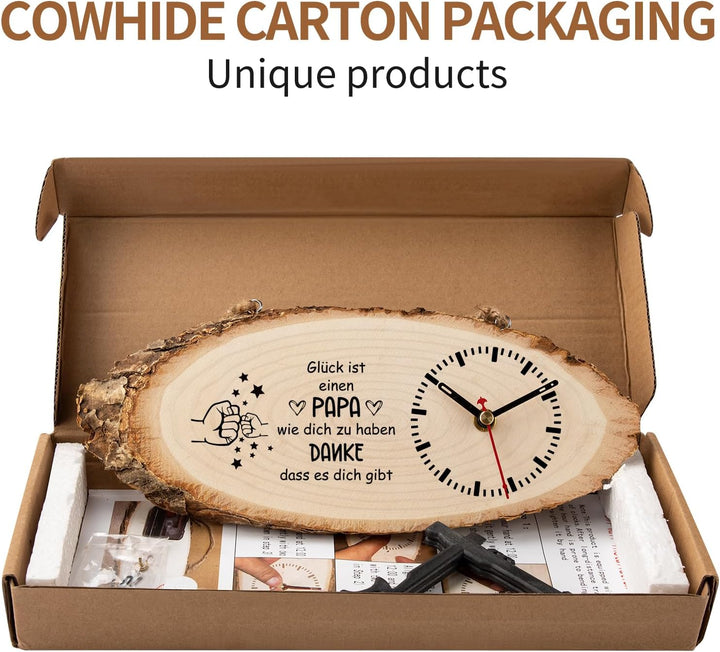 KAAYEE Papa Geschenk, Holzuhr Geschenke für Papa zum Vatertag Geburtstag Valentinstag Ostern, Bester