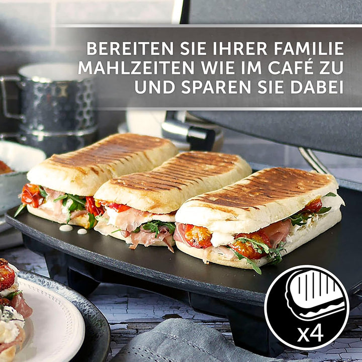 Breville Sandwich/Panini-Toaster | Sandwichmaker im Café-Stil für 4 Scheiben | Edelstahl [VST026X] V