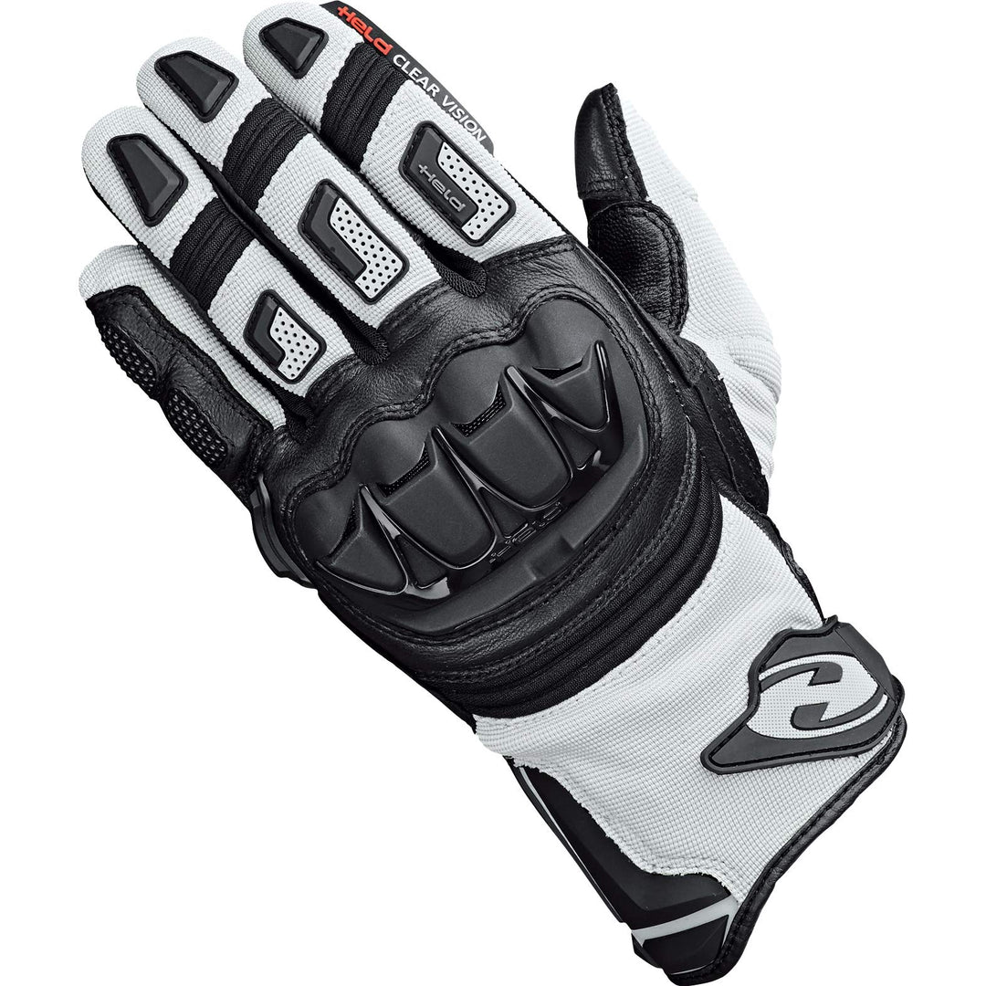 Held Sambia Pro Cross-/Enduro Handschuh – Knöchelschutz – Känguruleder 7 Grau/Schwarz (Lange Finger)