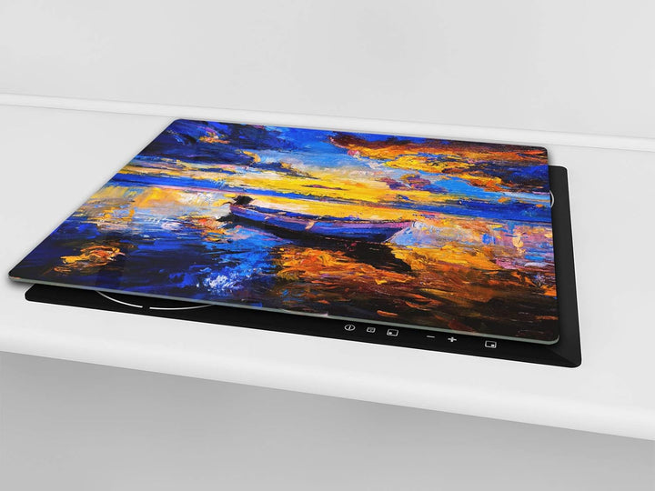 Küchenbrett aus Hartglas und Induktionskochplattenabdeckung – Schneideplatten SINGLE mit 60 x 52 cm