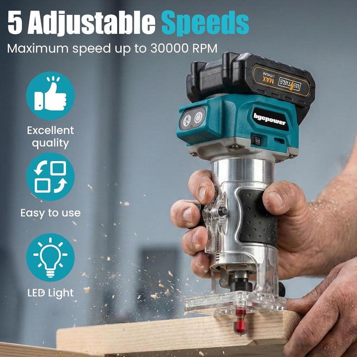 Akku Oberfräse für Maikta 18V, 800W Akku Kantenfräse Set mit Bürstenloser,6 Geschwindigkeiten, Max 3