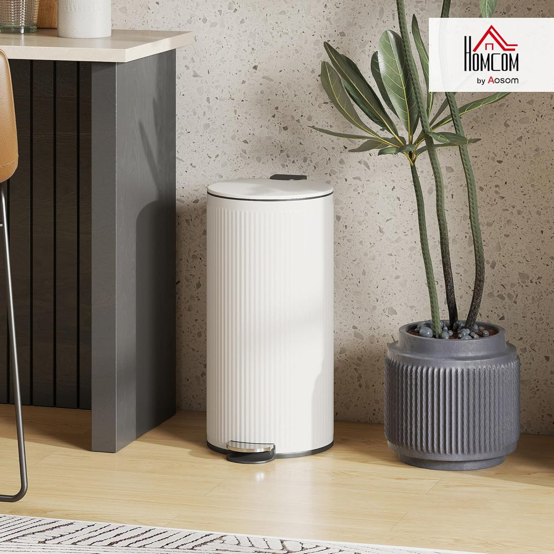 HOMCOM Mülleimer 30 L Treteimer mit Softclose-Deckel und Pedal, Abfallsammler mit abnehmbarem Innene