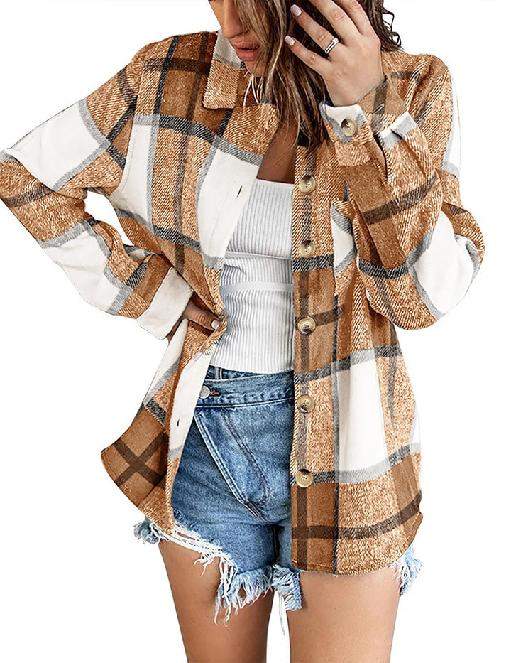 Zeagoo Damen Flanellhemd Karierte Hemdbluse Langarm Knopfleiste Flanell Bluse mit Tasche Lässige Kar