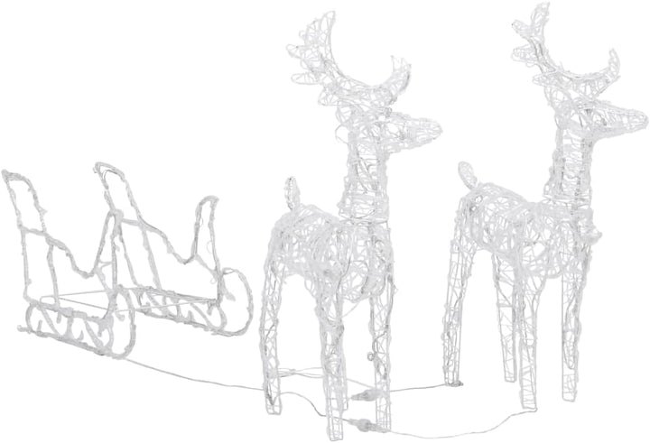 vidaXL Weihnachtsdekoration Rentiere mit Schlitten Beleuchtet Dekofigur Weihnachtsdeko Figur Weihnac