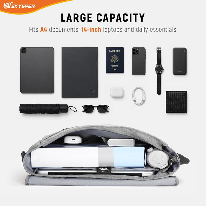 SKYSPER 15,6-Zoll Messenger Bag mit RFID-Schutz | Gross, für Herren &amp; Damen, Messenger-Stil, Anti-Di