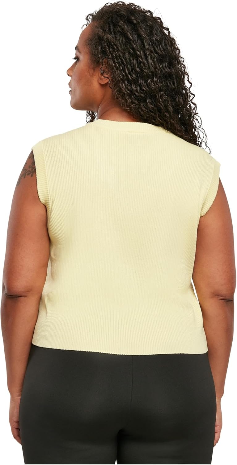 Urban Classics Damen Pullunder Ladies Short Knittd Slip On, V-Ausschnitt Oberteil aus Strick für Fra