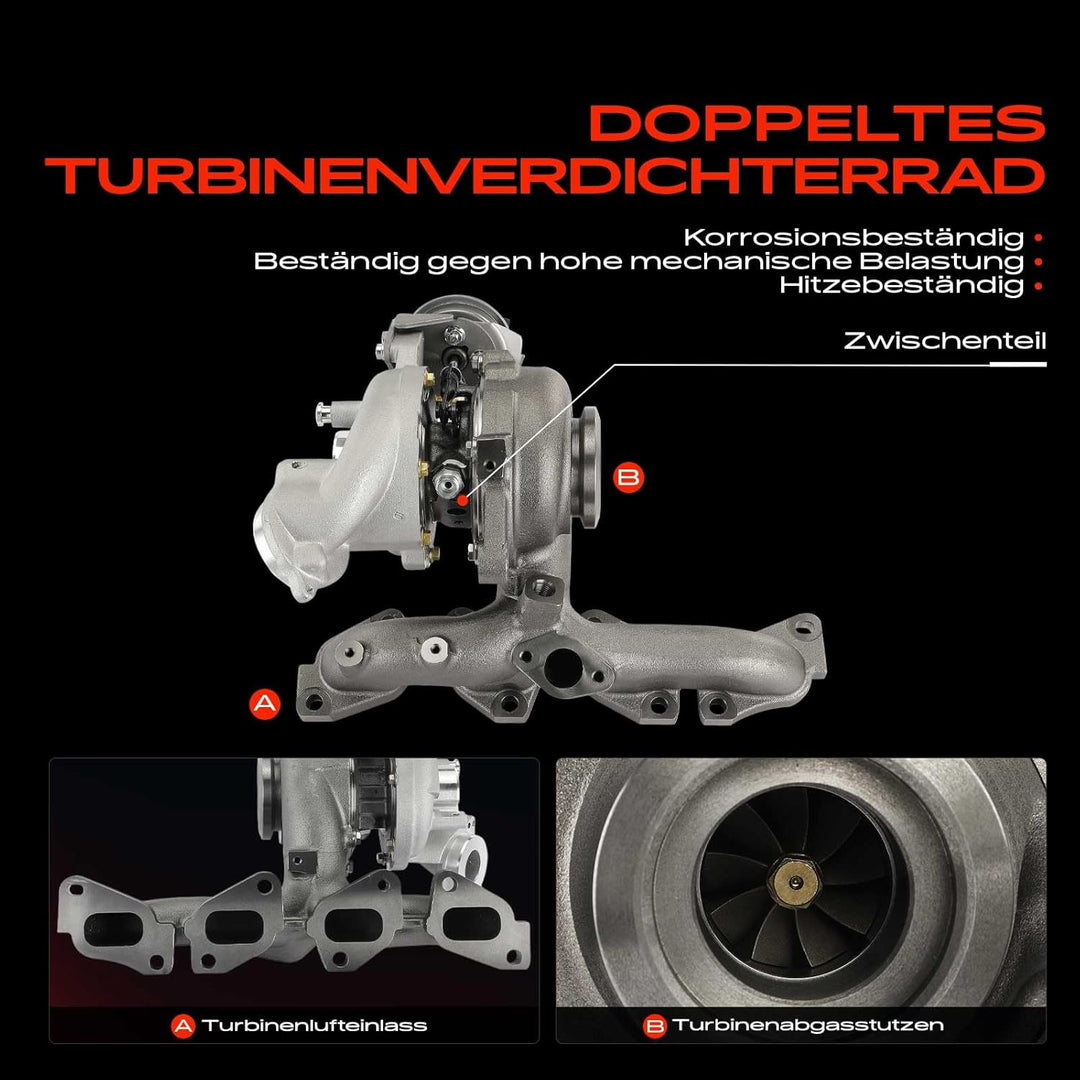 Frankberg Turbolader Abgasturbolader mit Dichtungen Diesel Kompatibel mit Golf VI 5K1 2.0L 2009-2012