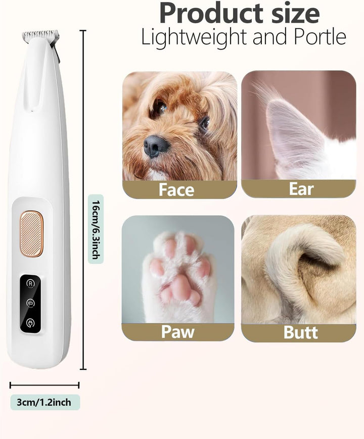 PawTrim Pro, LOEVERY Superleise/Wiederaufladbarer Pfotentrimmer,Hundepfoten Trimmer mit LED-Licht,US